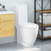 Vaso WC in Ceramica da Bagno Rotondo Base con Scarico Bianco 3059888