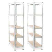 Set 2x scaffali a incastro per carichi pesanti 180x90x30cm Max 875kg l’uno Acciaio 5 ripiani
