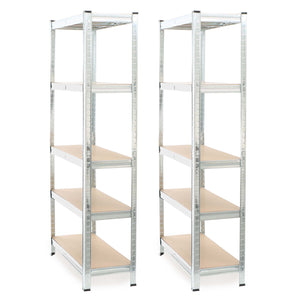Set 2x scaffali a incastro per carichi pesanti 180x90x30cm Max 875kg l’uno Acciaio 5 ripiani