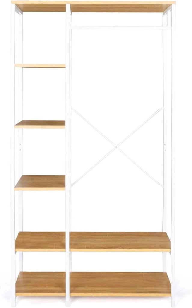 Armadio con ripiani L. 90 cm DETROIT design industriale legno e metallo bianco
