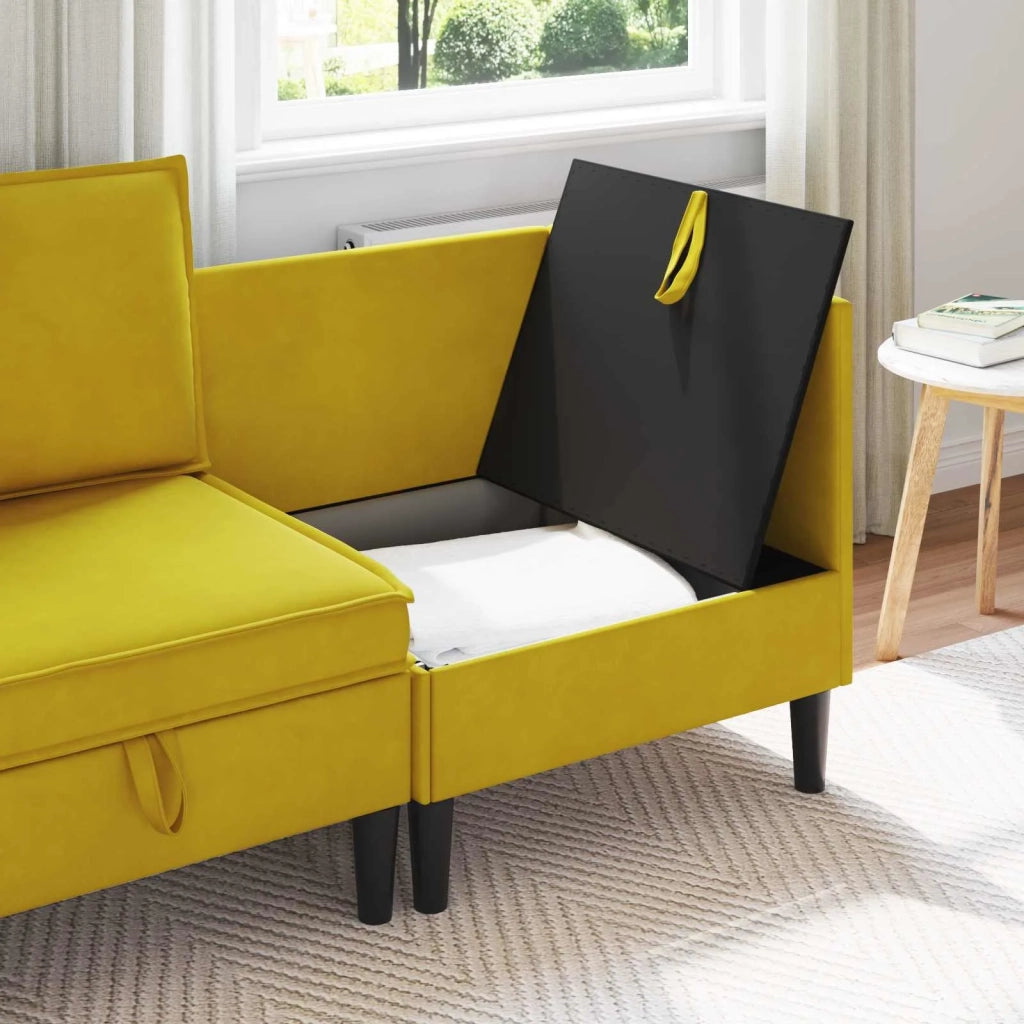 Divano con Stoccaggio Giallo Velluto