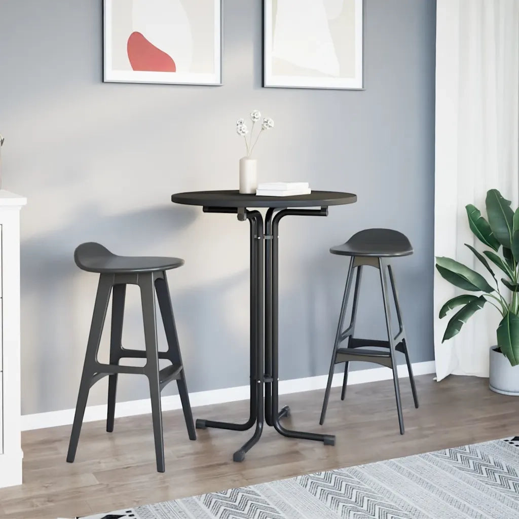 Tavolo da Pranzo Nero Ã˜80x110 cm Legno Multistrato e Acciaio
