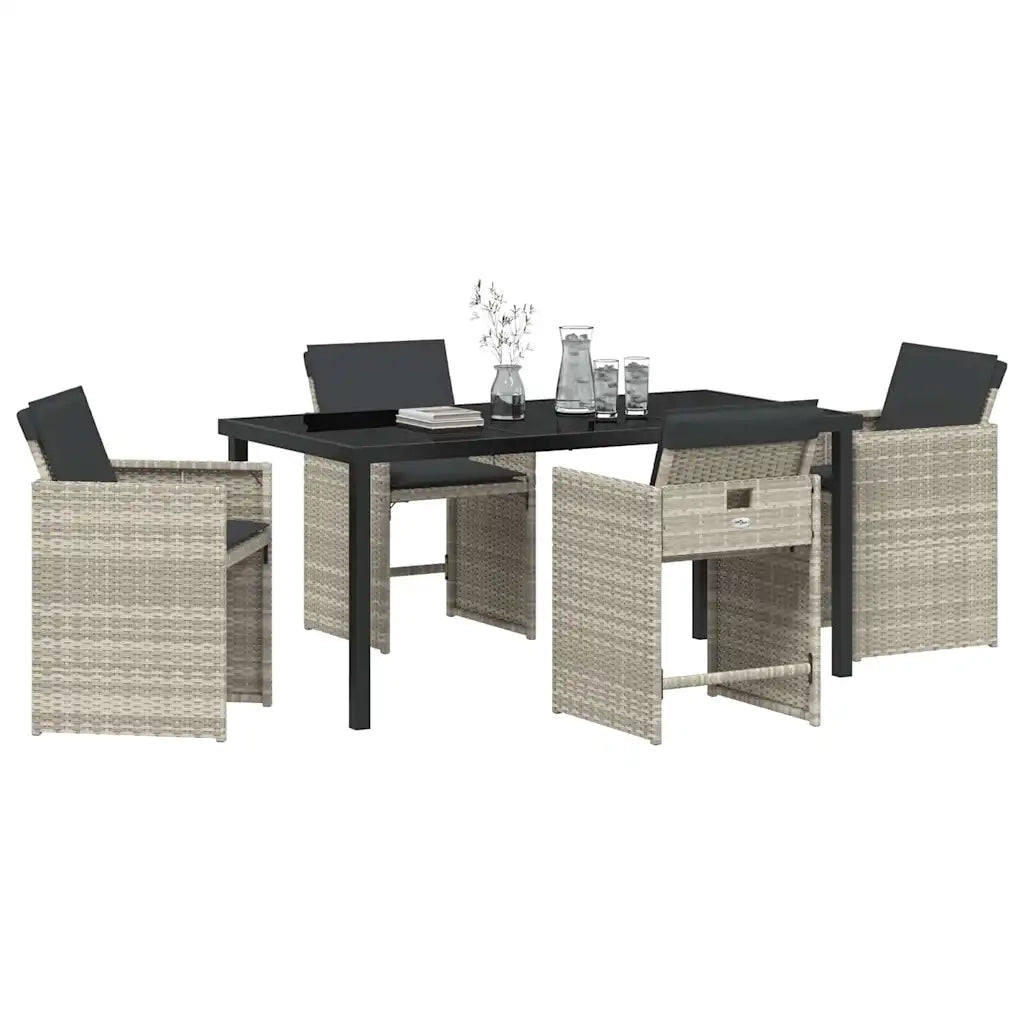 Set da Pranzo per Giardino 5 pcs Grigio chiaro polyrattan 3380707