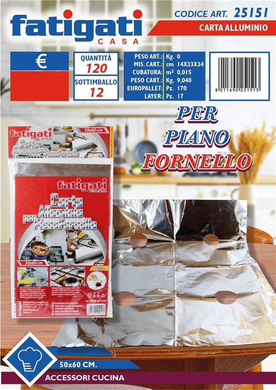 MAURY'S CARTA ALLUMINIO PER PIANO FORNELLO 50X60CM