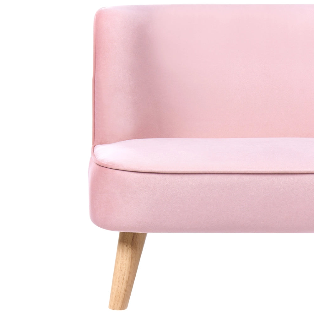Divano per bambini rivestito in velluto senza braccioli rosa per bambini piccoli stile moderno