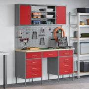 Mobile da lavoro 8 pcs Rosso Legno ingegnerizzato e acciaio 3321461
