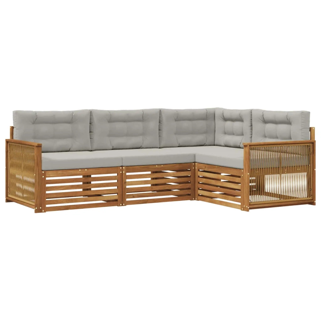 Set di divani da esterno 4 pz Naturale e Grigio Chiaro 3383299