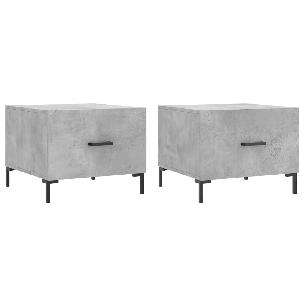 2 pz Tavolini salotto | Tavolino da caff¨¨ | Tavolino da Soggiorno Grigio Cemento 50x50x40 Legno Multistrato