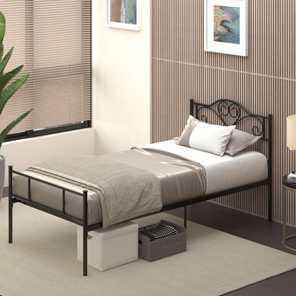 Letto Singolo in Acciaio con Testata e Pediera ¨C Zephmum ¨C 90x200 cm