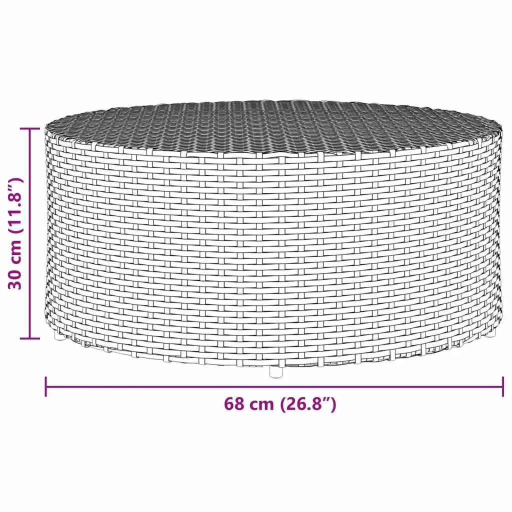 Tavolino da caffè da esterno Grigio Ø 68 x 30 cm polyrattan 42026920