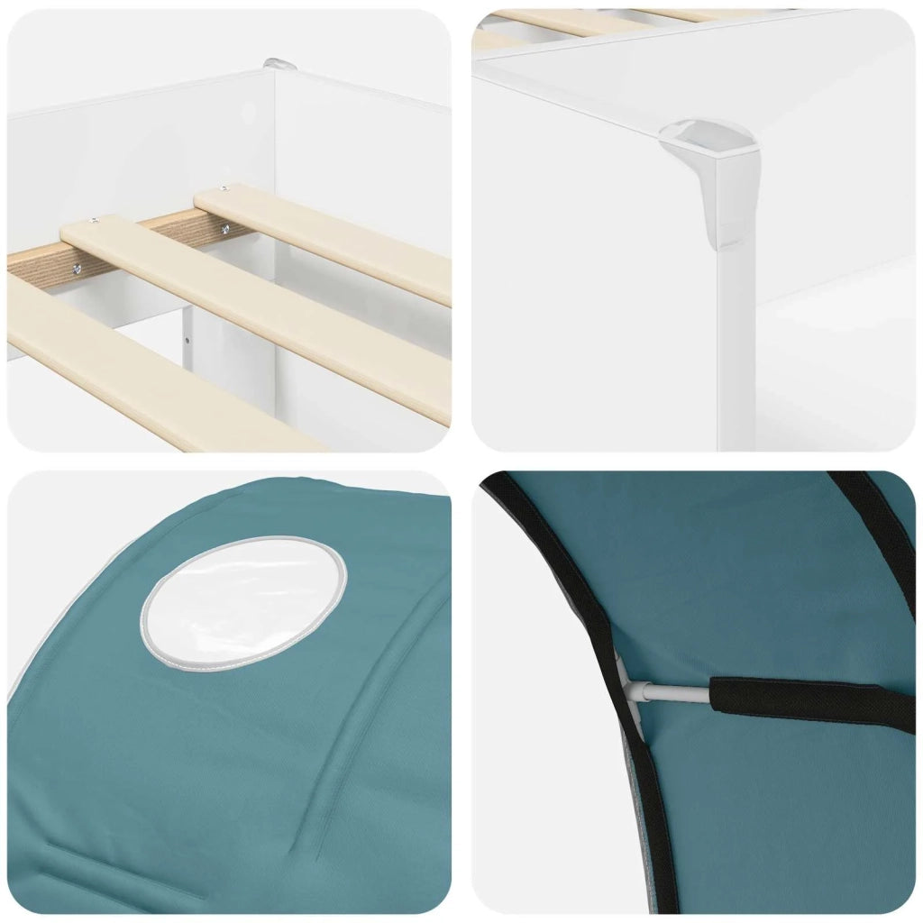 Letto con Tunnel 4 pcs Bianco e azzurro Legno ingegnerizzato