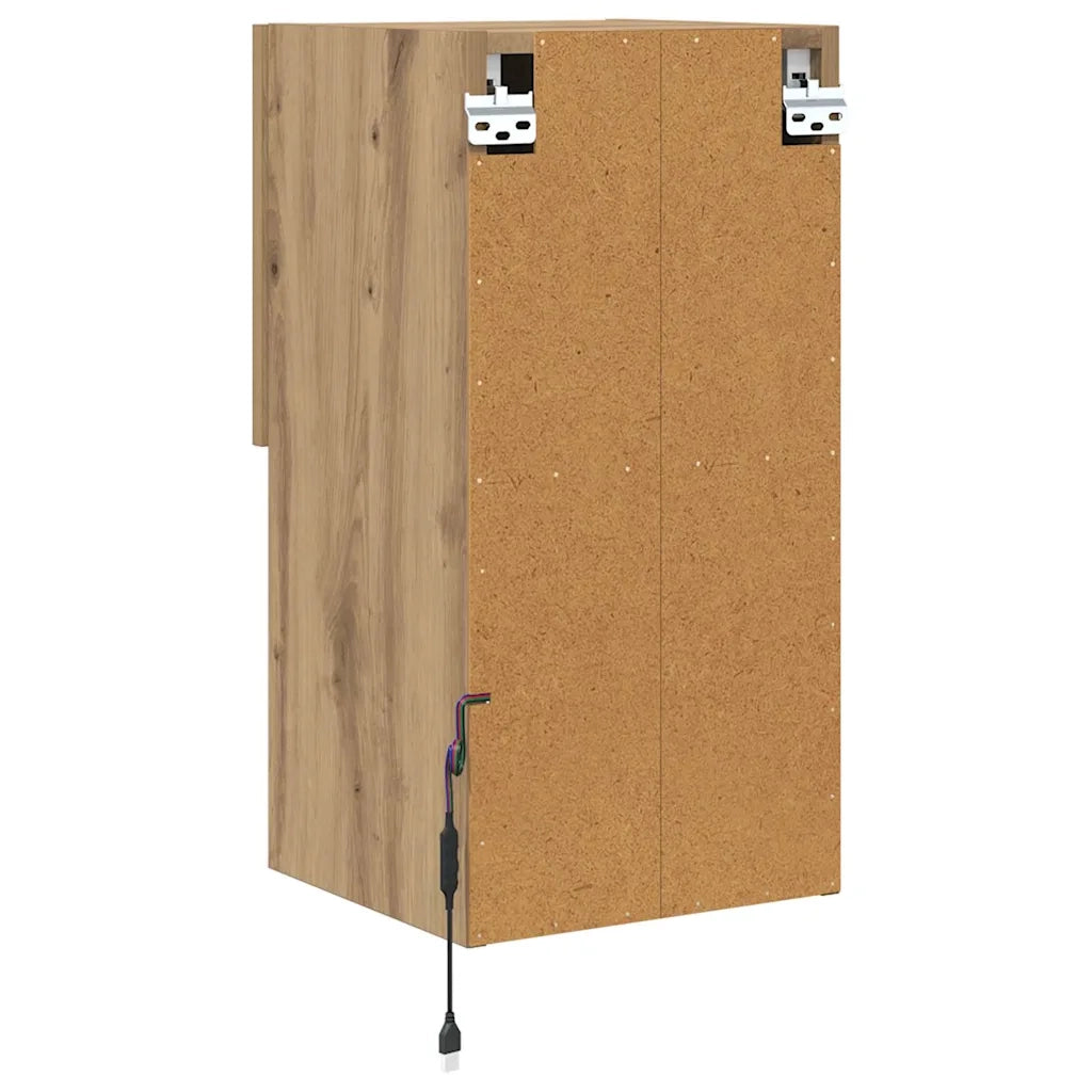 Mobiletti TV a parete con LED 2 pcs Rovere artigianale