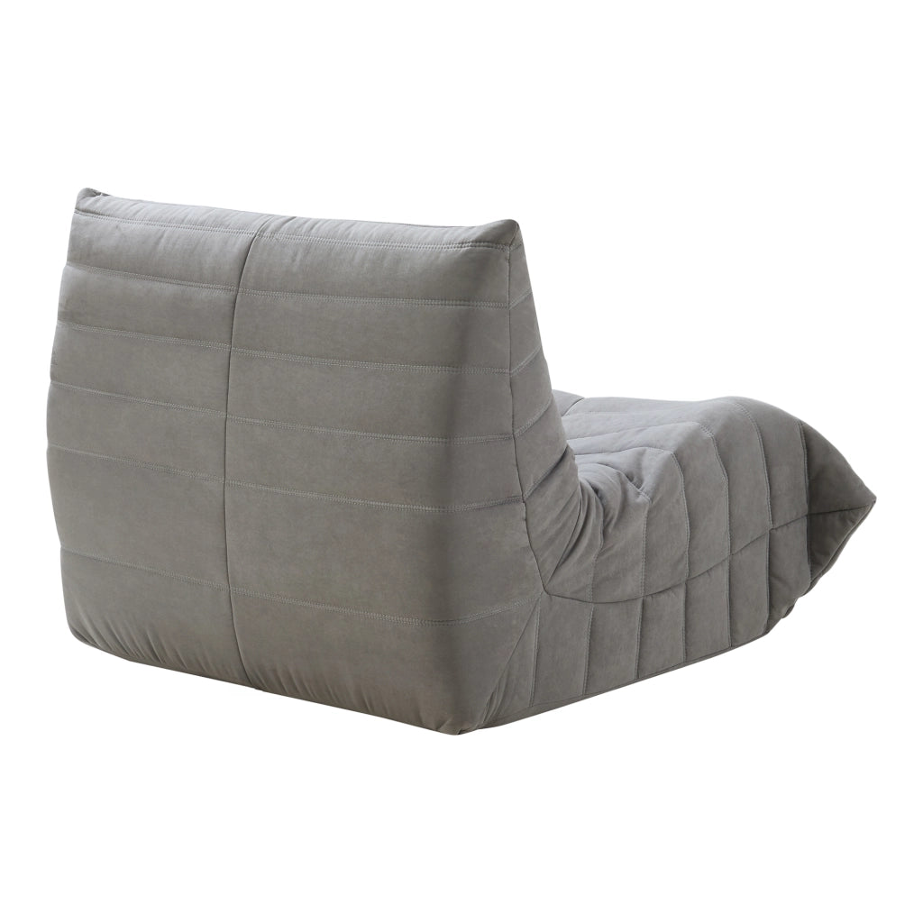 Poltrona Bassa Imbottita Kodsø con Rivestimento in Microfibra 75x90x100 cm - Grigio [en.casa]