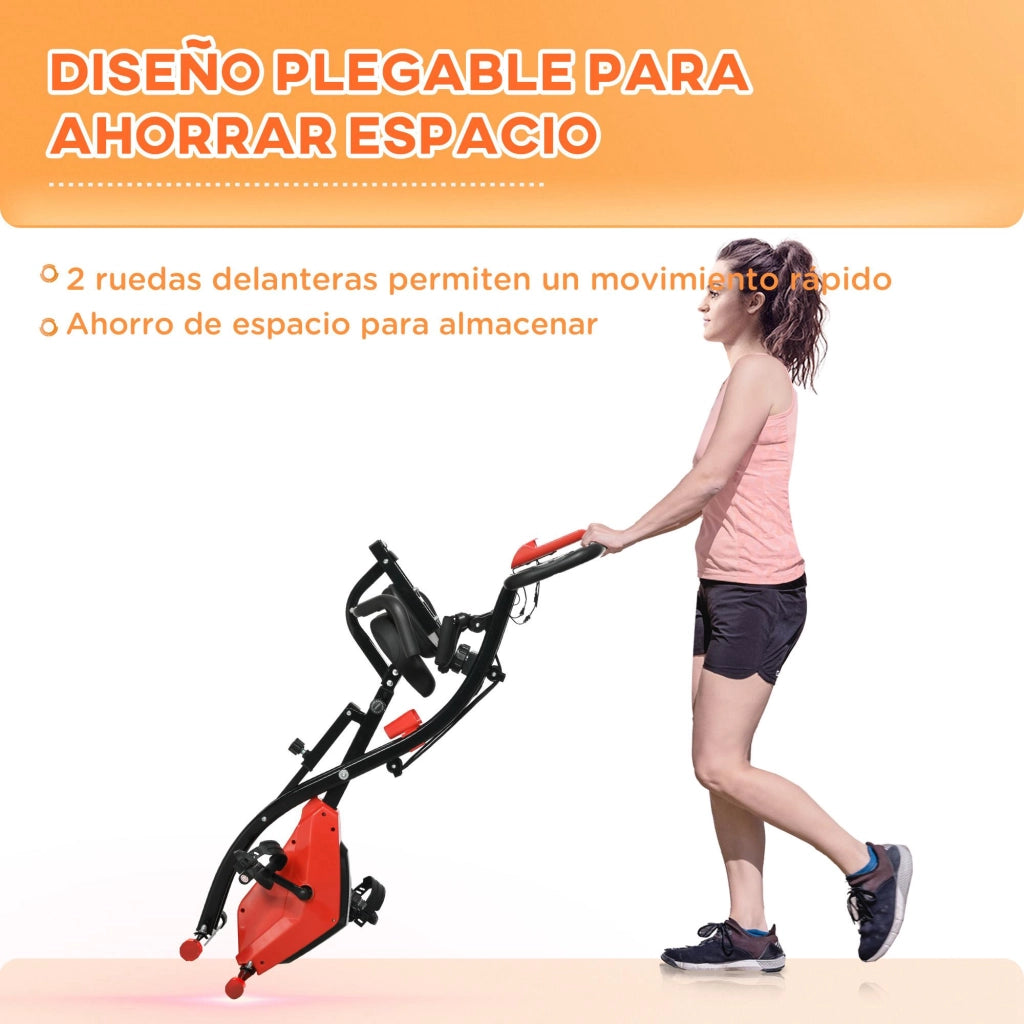 Bicicletta Fitness Pieghevole Regolabile con Schermo LCD ¨C Zephmum ¨C 105x48x118 cm Rosso