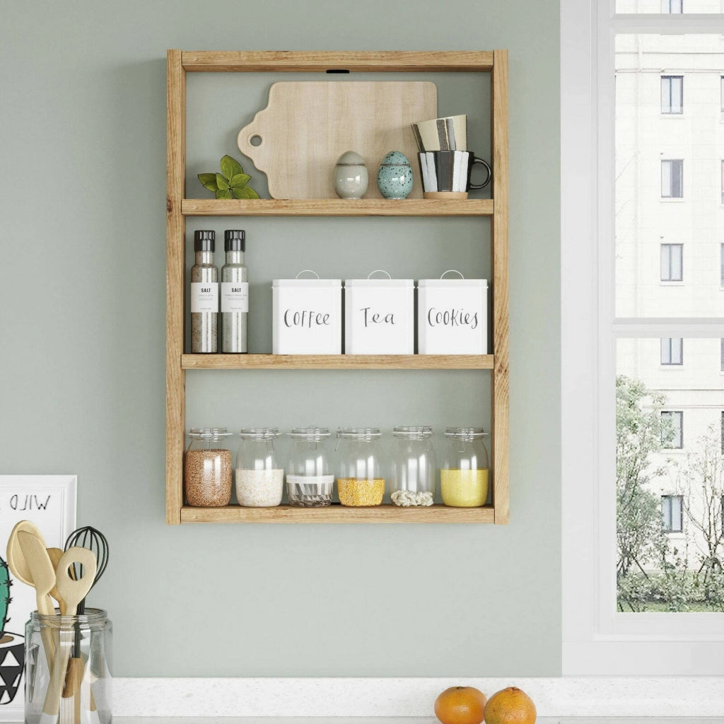 Mensola Krosa, Scaffale, Ripiano a muro, Scaffalatura multiuso, 43x9h60 cm, Quercia