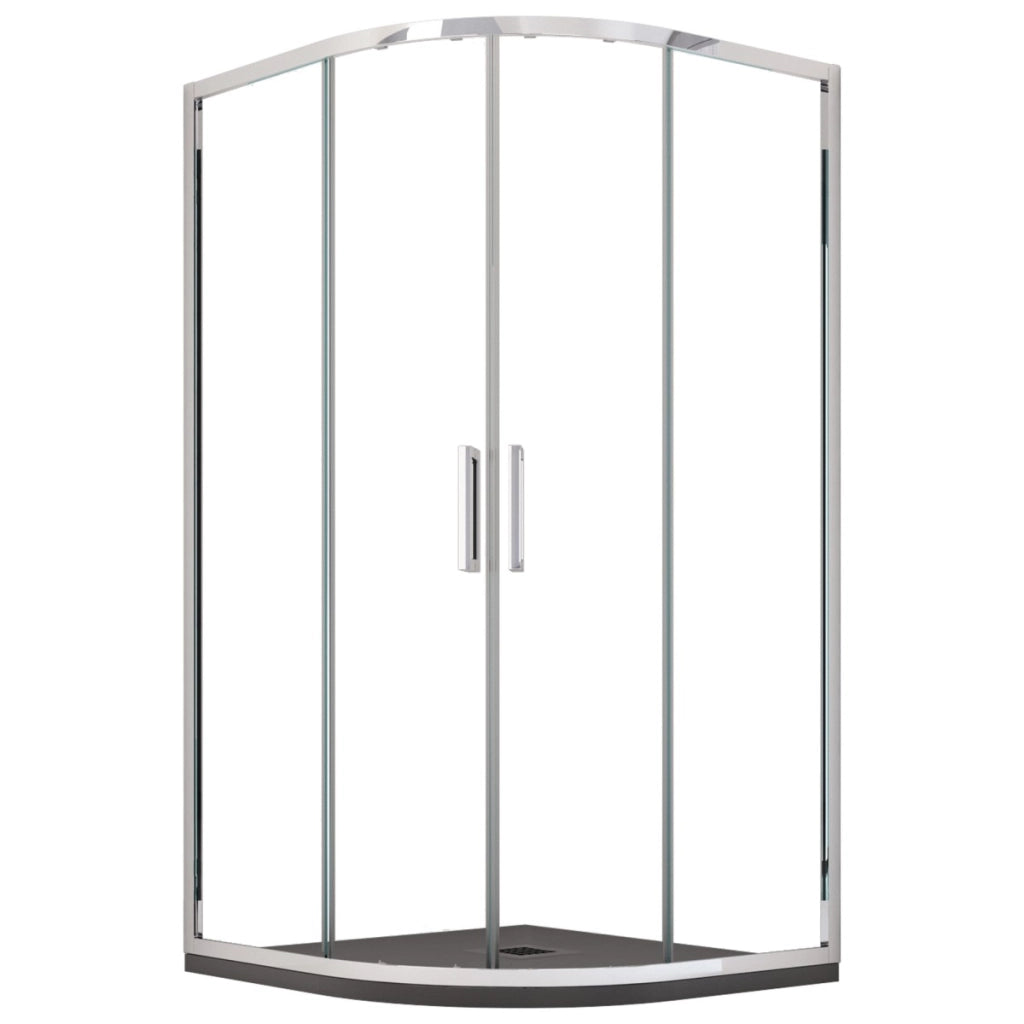 Box doccia semicircolare trasparente scorrevole h195 6mm atena, misura 90x90