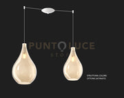 SOSP. OTTONE SAT. 2 LUCI SPOSTABILE VETRI (1 MEDIO+1 GRANDE) TUTTI AMBRA 1193OS-S2 S MIX-AM