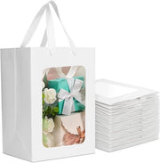 Confezioni regalo in cartone rigido con finestra e maniglie, riutilizzabili, per feste e regali - 18 x 13 x 25 cm - 12 pezzi