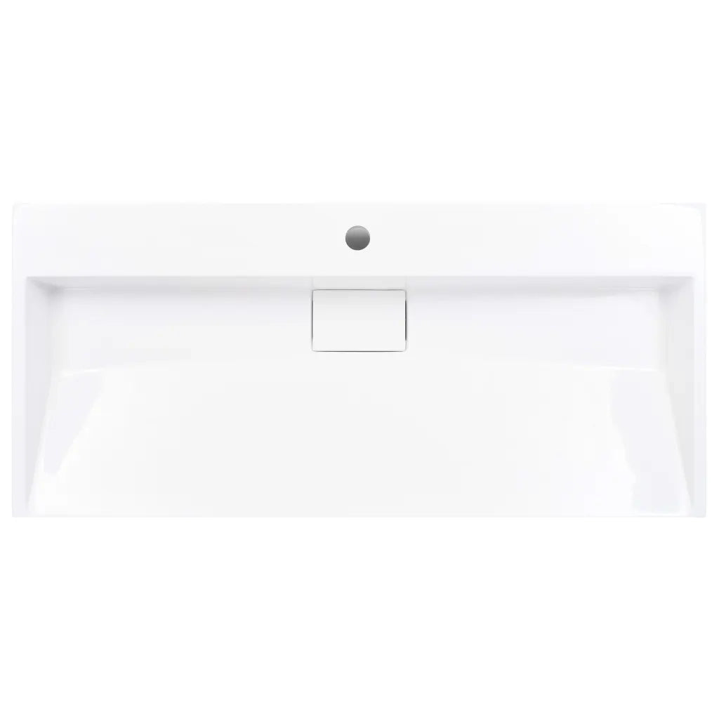Lavandino 100x46x11 cm Blocco in Marmo/Minerale Bianco cod mxl 47191
