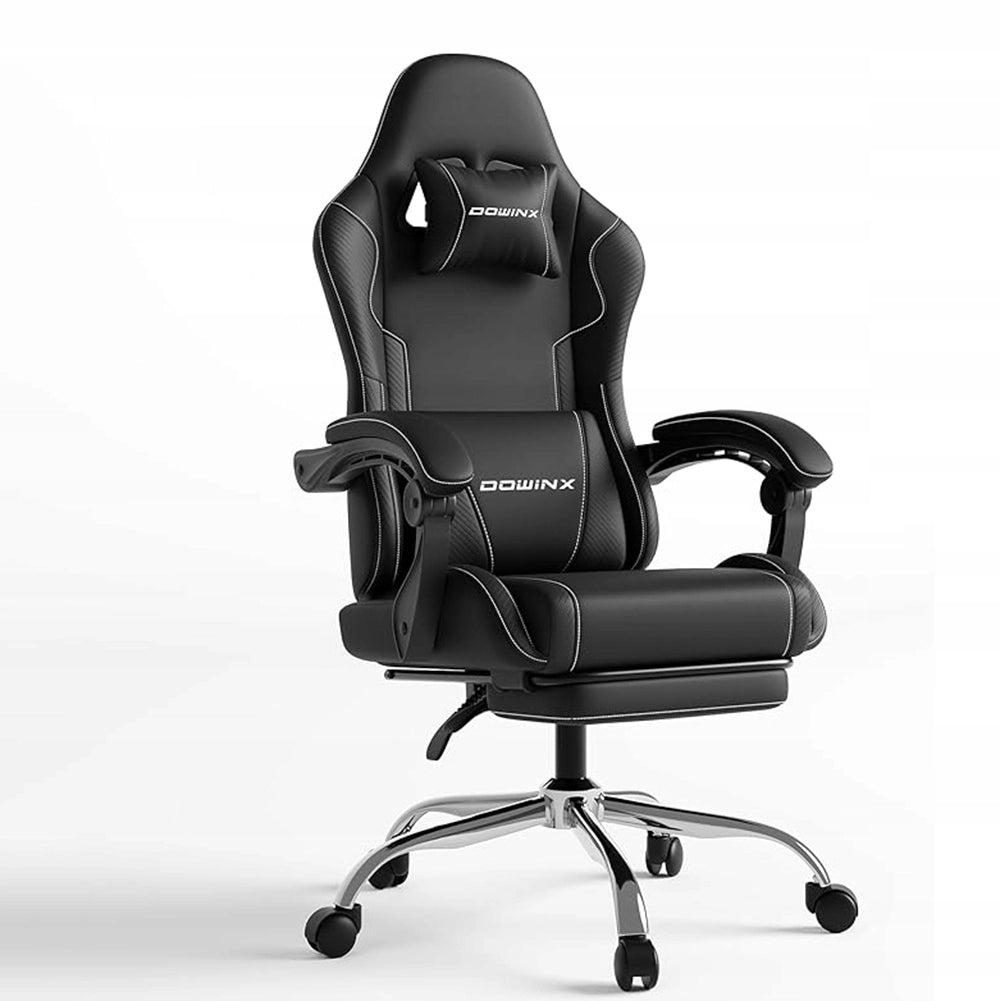 Sedia Gaming DOWINX Nera con Poggiapiedi; Schienale 150°; Supporto Lombare e Portata 150 kg