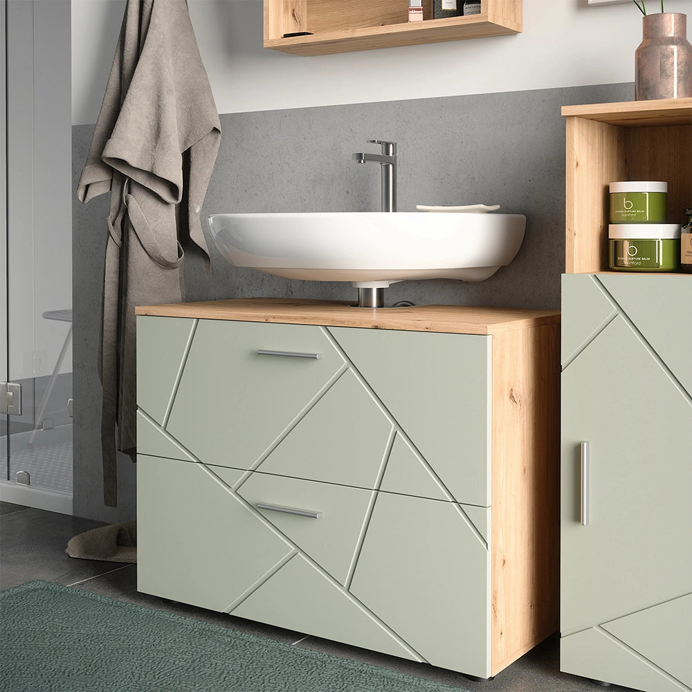 Vicco Mobile sottolavabo per bagno Verde salvia 80 x 58.6 cm con cassetti