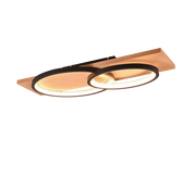Plafoniera LED doppia ellisse, metallo e legno, nero, L 75 cm, Barca