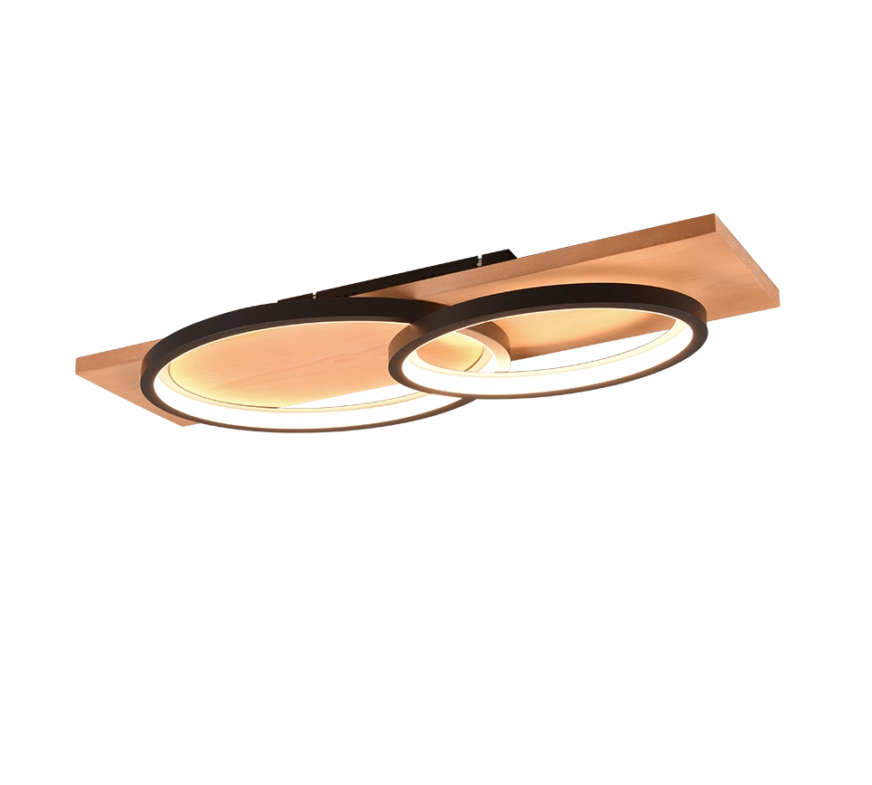 Plafoniera LED doppia ellisse, metallo e legno, nero, L 75 cm, Barca