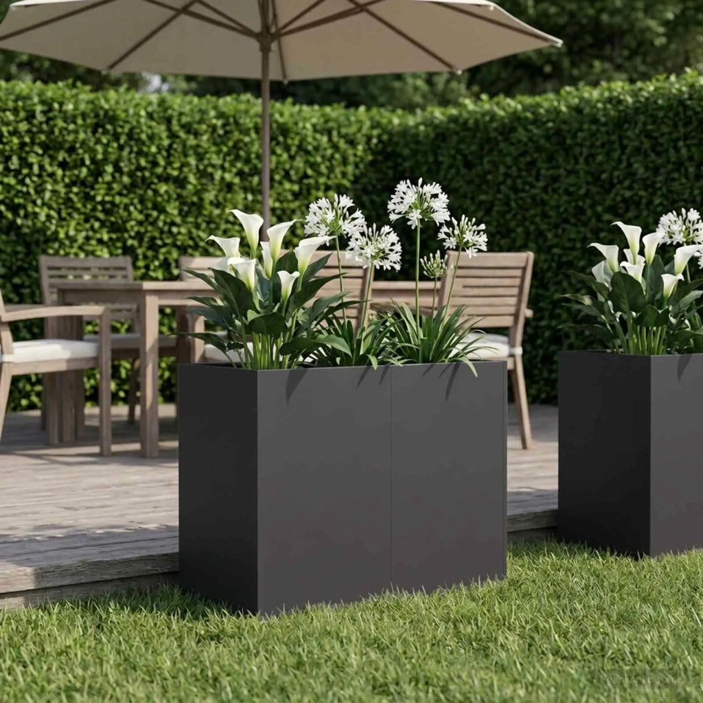 Vaso da giardino Nero 80 x 40 x 60 cm Acciaio laminato a freddo 8005883