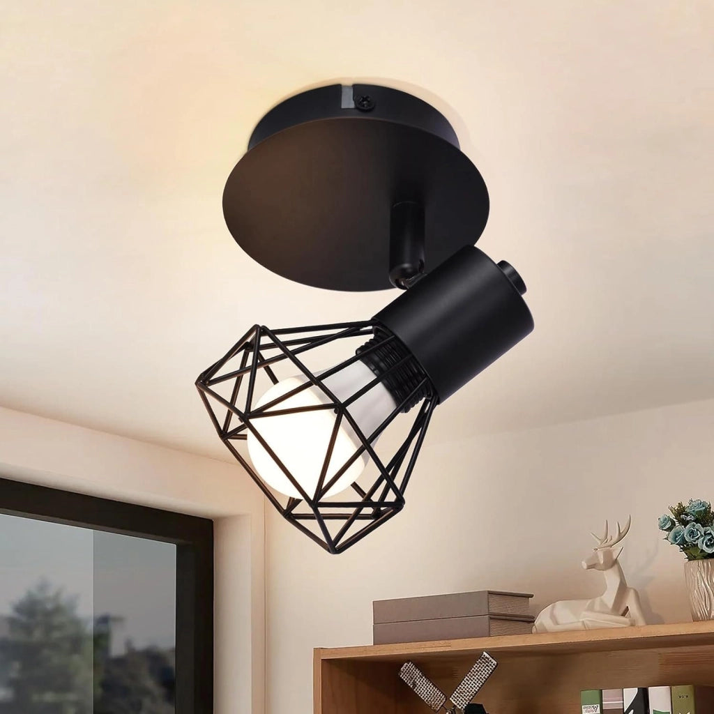 ZMH Faretto da soffitto retrò neri testa singola orientabile 350° E14 40W