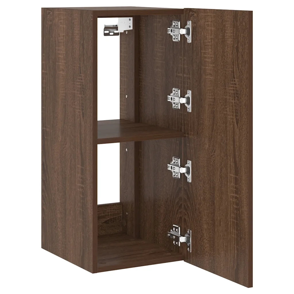 Mobile TV a Parete con Luci LED Rovere Marrone 30,5x35x70 cm 837244
