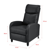 Poltrona relax con schienale reclinabile e poggiapiedi rivestimento in PU sintetico 102x60x92 cm nero 03_0005212