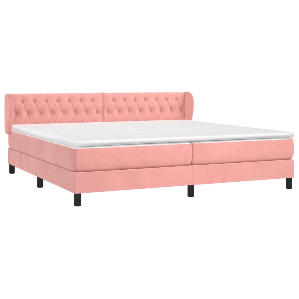 Giroletto a Molle con Materasso Rosa 200x200 cm in Velluto 3127696