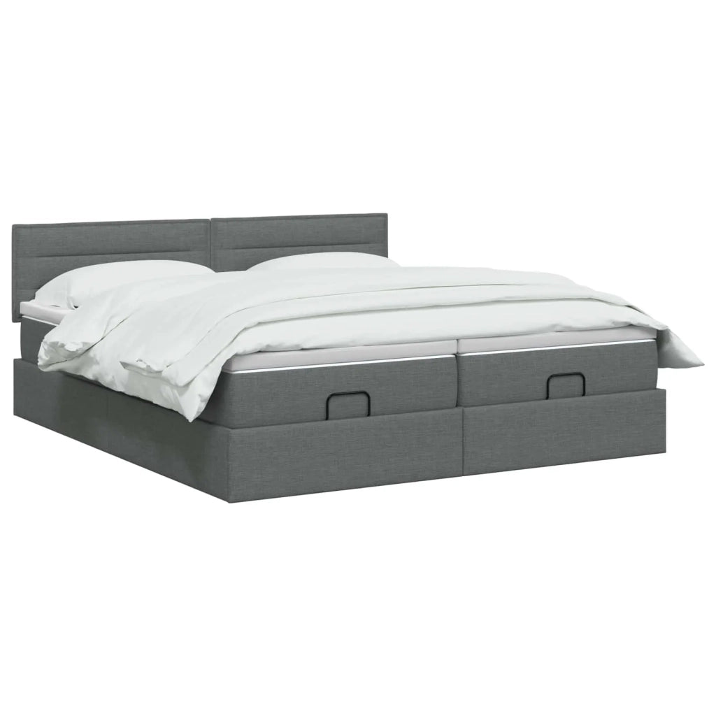 Letto Ottomano con Materasso e LED Grigio Scuro 160 x 200 cm 3457246