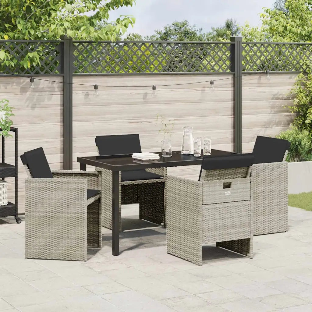 Set da Pranzo per Giardino 5 pz | Set Salotto da Giardino Grigio chiaro polyrattan