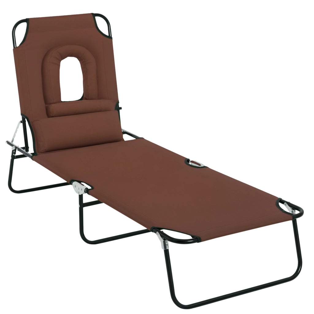 Transat Pieghevole Chaise Longue con Cuscini ¨C Zephmum ¨C Marrone 4 Posizioni