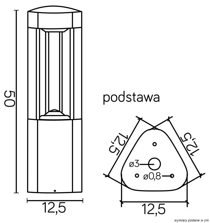 Paletto luce esterno 50cm grigio scuro GX53 IP54 SU-MA