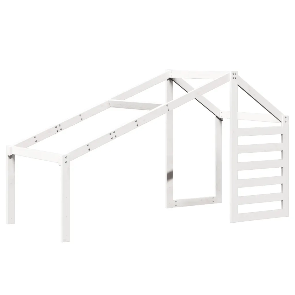 Letto a Castello con Tetto Bianco 80x200 cm Legno Massello Pino 3281959
