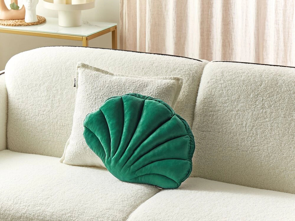Cuscino decorativo in velluto a forma di conchiglia verde a tinta unita soggiorno camera da letto