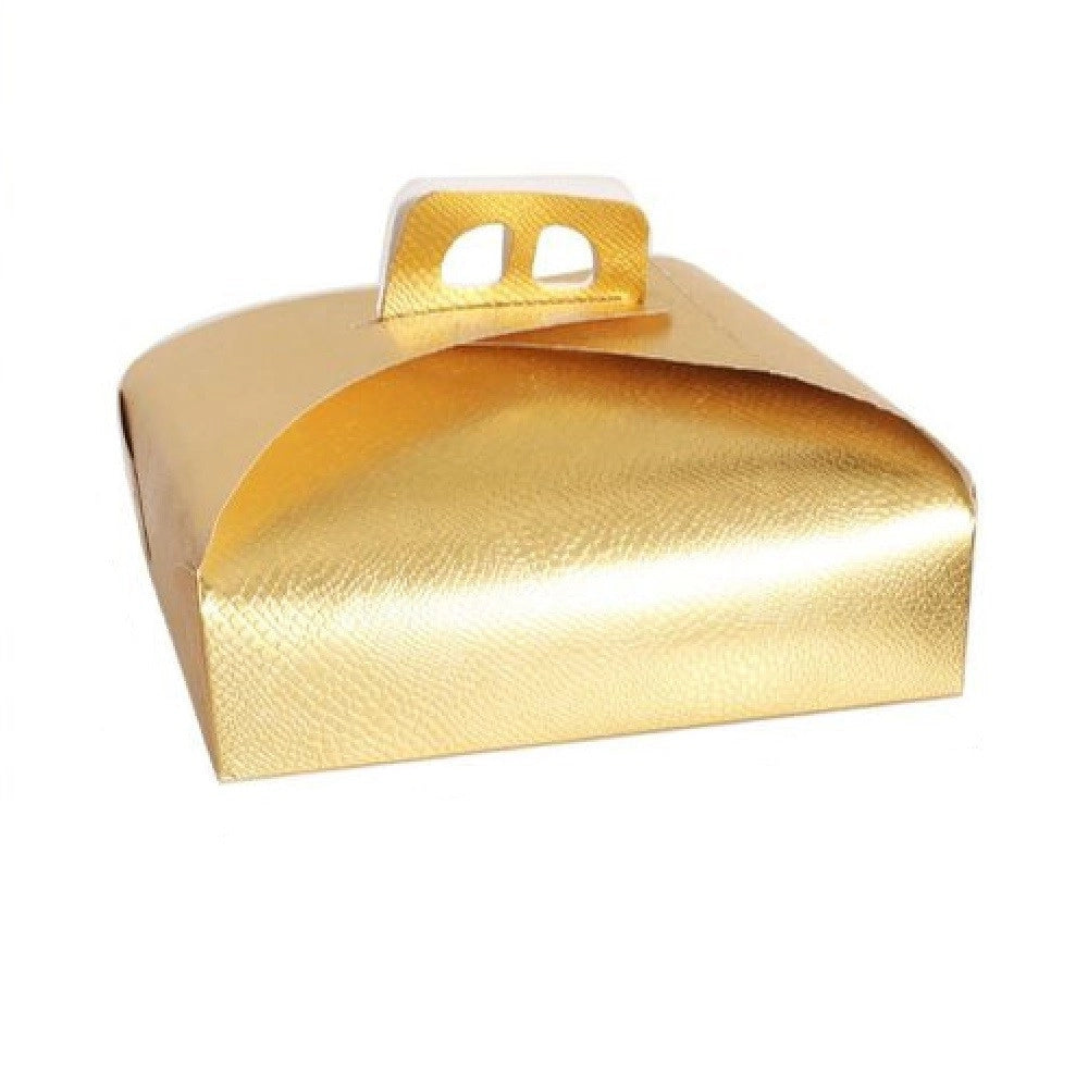 Trade Shop - Set 3 Pz Scatola Porta Torta Oro 36x36cm Per Dolci Paste Pasticceria Festa 58009 -