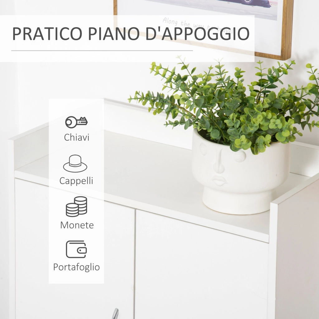 Scarpiera in Legno Bianco con Ripiano Aperto ¨C zephmum ¨C 60x30x92cm