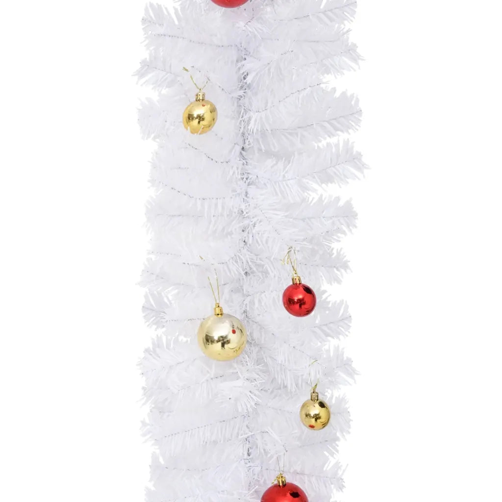 Ghirlanda di Natale Decorata con Palline Bianca 5 m CFW6795672
