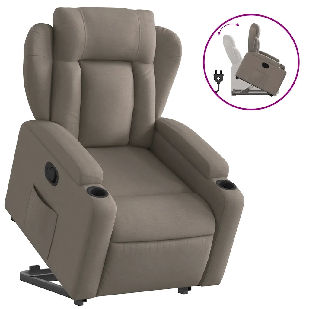 Poltrona | Sedia Relax Alzapersona Reclinabile Tortora in Tessuto
