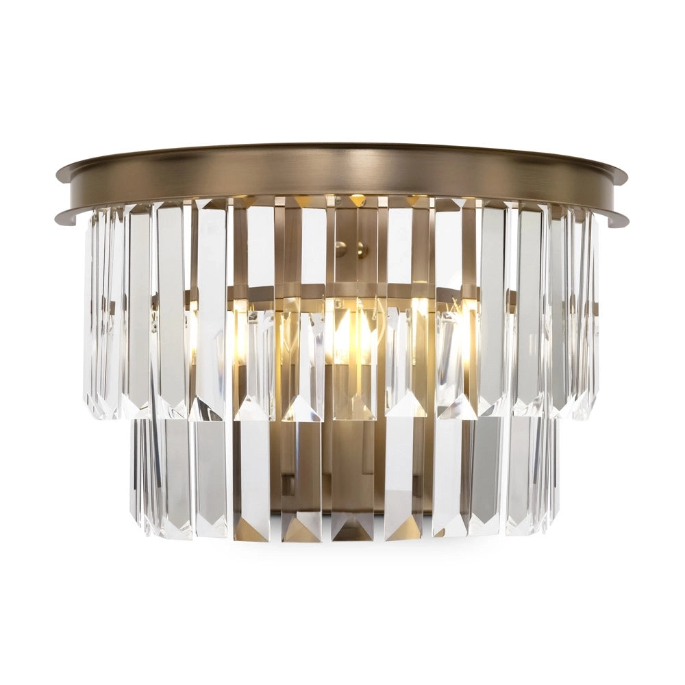Applique Contemporanea Revero Metallo Ottone 1 Luce Diffusore Vetro
