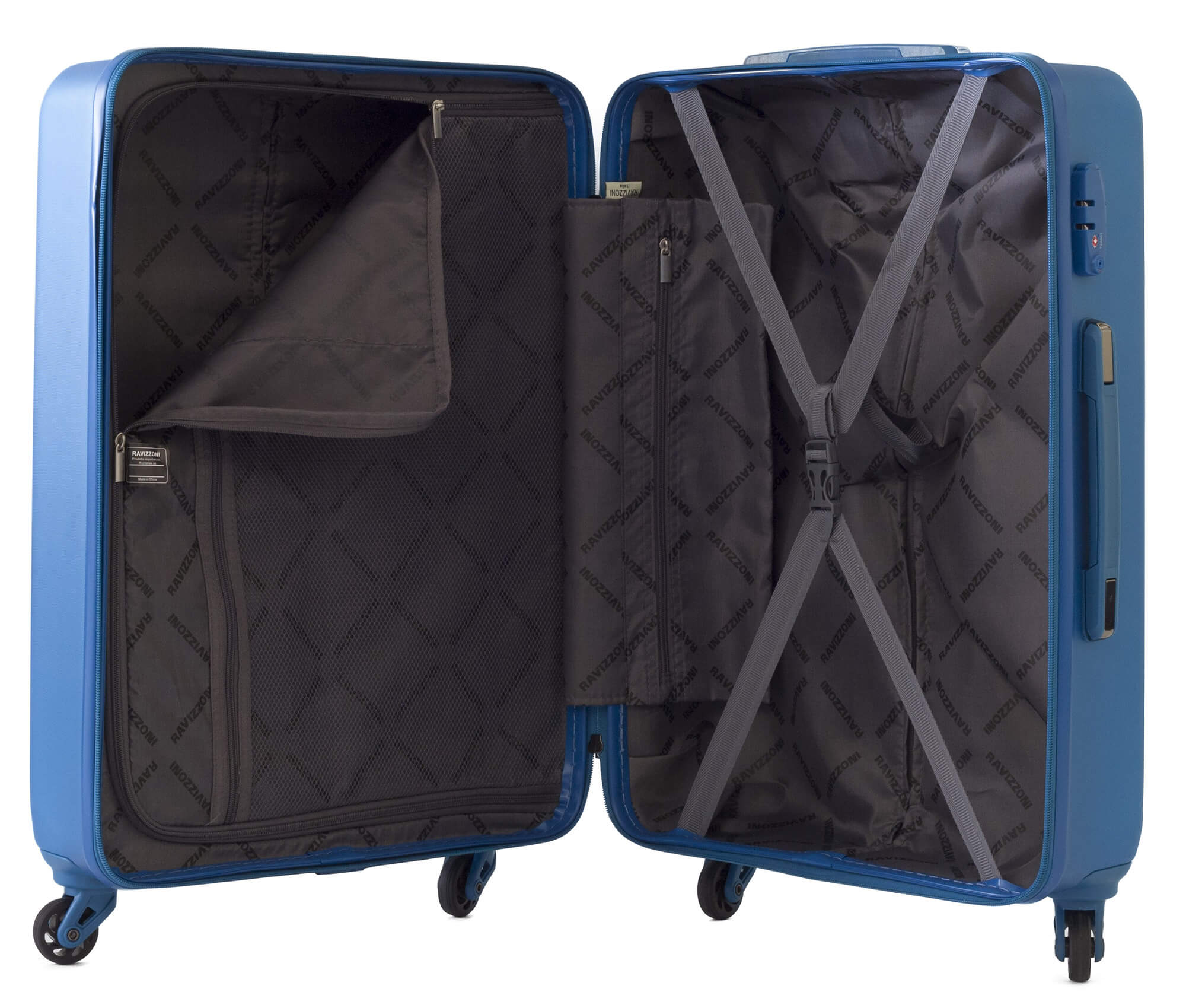 Trolley Valigia Media Rigida in ABS 4 Ruote TSA Ravizzoni Long Island Blu