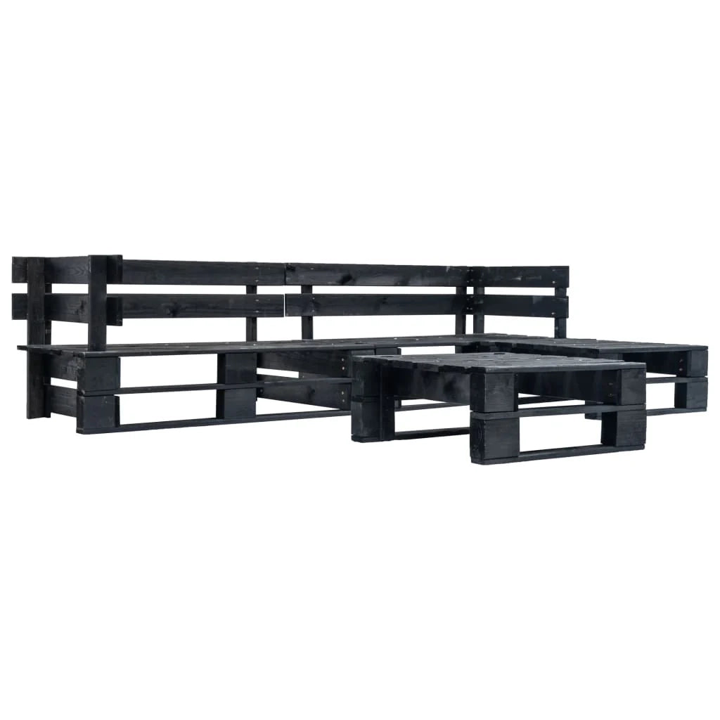 Set di mobili da giardino per esterni set di mobili in pallet da 4 pezzi legno nero 02_0018384