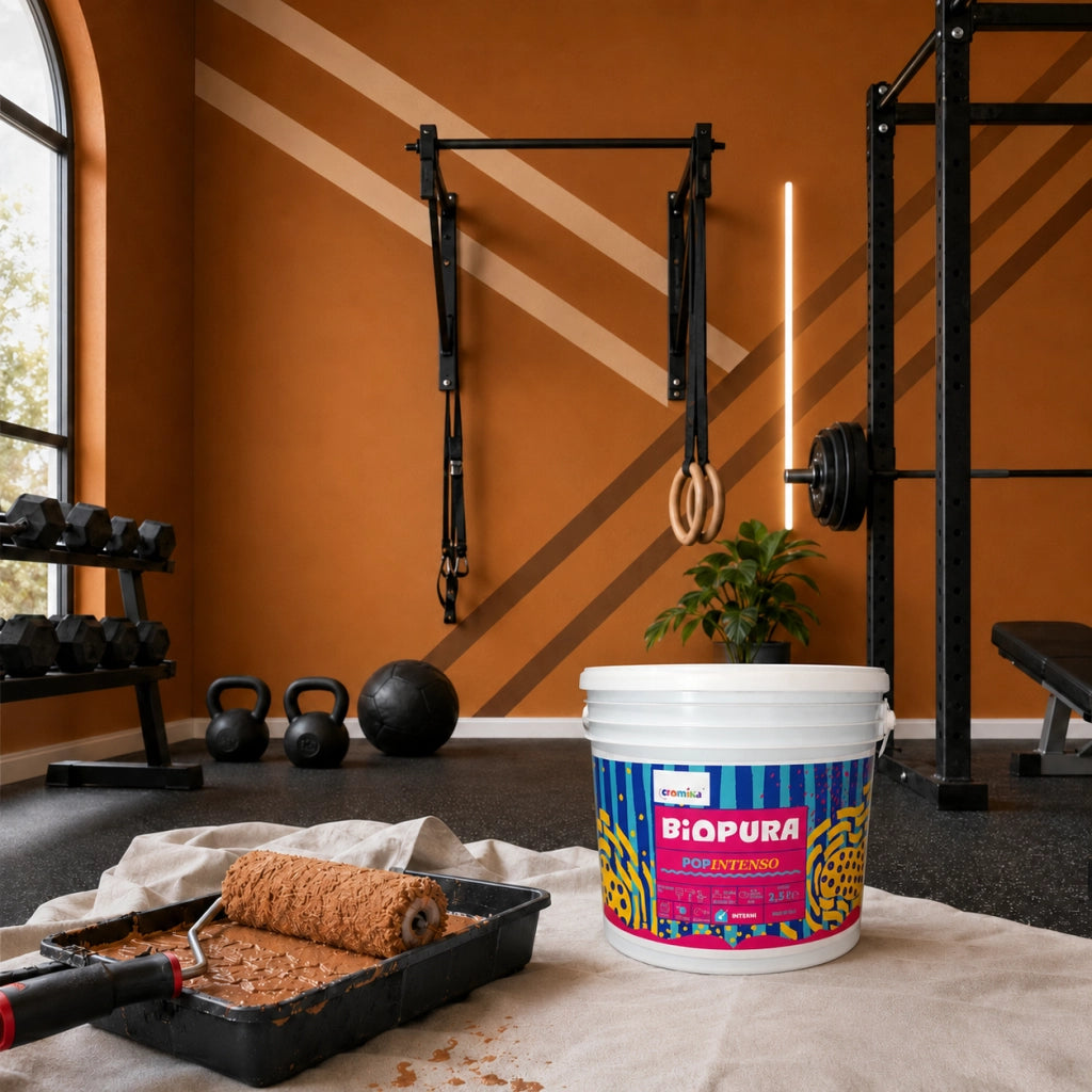 Popintenso palestra e decori interni pittura murale lavabile e coprente cromika *** formato 2.5 lt, colore- terra viv...