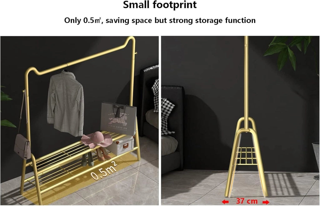Appendiabiti Portatile Appendiabiti in Metallo Resistente Appendiabiti Indipendente con ripiano Inferiore per la casa Dormihotel/oro/150 cm
