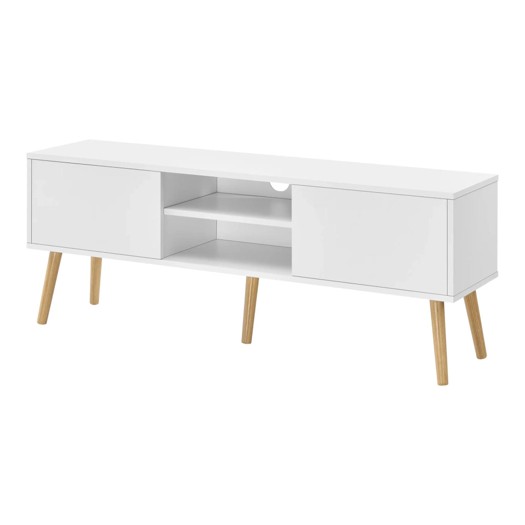 Mobile porta TV di design con panca PVC 120 cm bianco effetto rovere 03_0005861