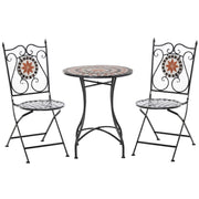Set Giardino 3 Pezzi con Sedie Pieghevoli e Tavolino ¨C zephmum ¨C Metallo e Ceramica