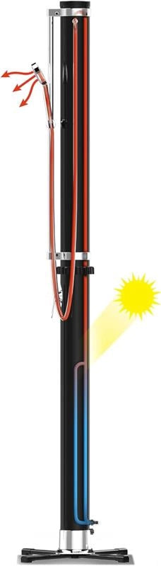 BESTWAY DOCCIA SOLARE CM.60X60X218,20 L.CON MISCELATORE,DOCCINO REGOLABILE SERBATOIO NERO SFRUTTA IL CALORE SOLARE